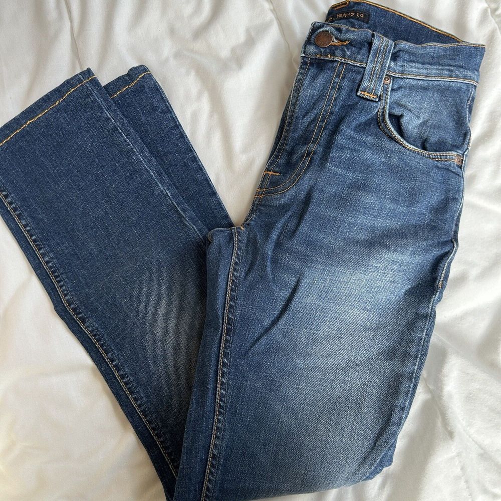 NUDIE Thin Finn Rainy Dark Jeans Men's W26/L32 Slim Tapered Fit Organic